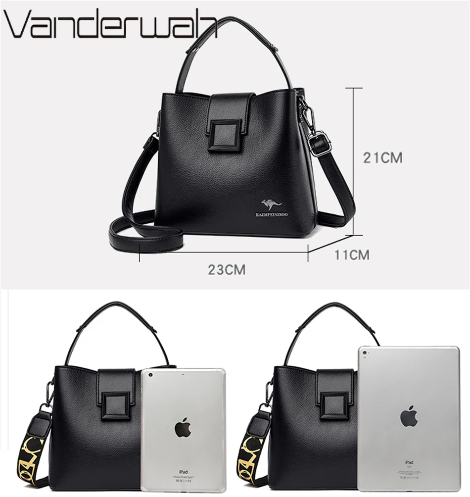 3 Layers Casual Mini Handbag Soft Leather Shoulder Bags for Women Luxury Ladies Crossbody Bag Female Messenger High Quality Sac