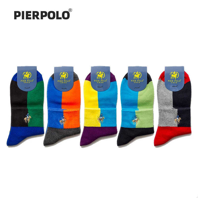 High Quality PIER POLO Brand Summer Socks Men Fashion Casual Short Cotton Socks Man Embroidery Funny Ankle Socks 5 Pairs/Lot