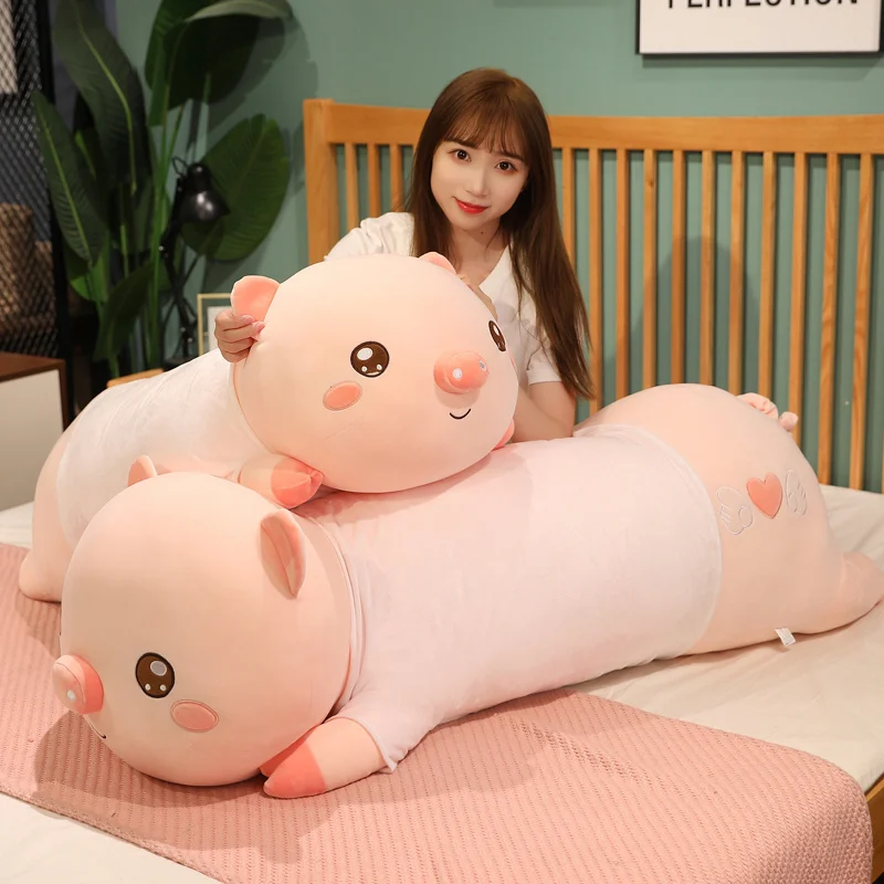 Kawaii Cartoon Fat Pig Plush Toy Giant Soft Piggy Sleeping Pillow for Girl Gift Sofa Bed Cushion Decoration 110cm 130cm DY10002