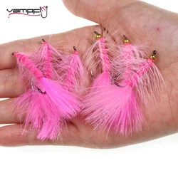 Vampfly 6pcs Beadhead & Without Beadhead Flash Tinsel Woolly Bugger Streamer Fly Fishing Flies Trout Bass Pike Fishing Lure Bait