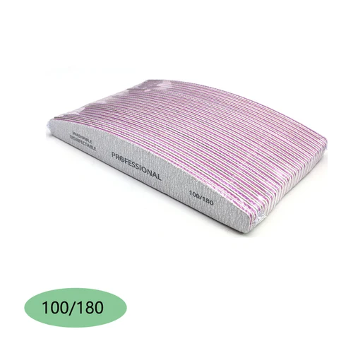 Imagen 2 del producto 50 unids/lote 80/100/180 lima de uñas de papel de lija gris limas de uñas de lijado de plátano curvo tablero de esmeril de doble cara herramientas de pulido con purpurina