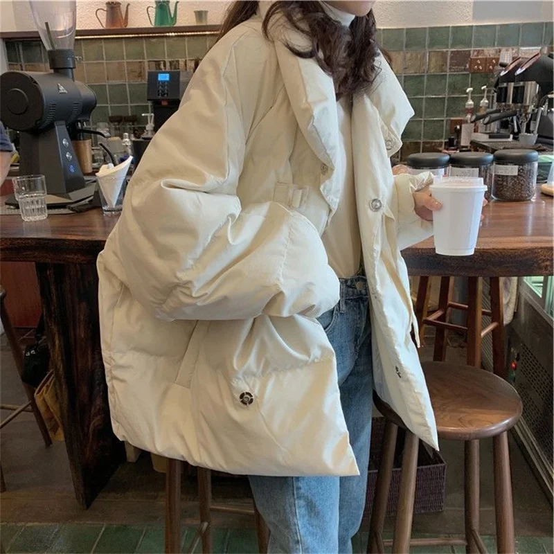 

2022 new warm padded jacket for men women Korean loose down cotton parkas student bread thickening coat winter simple streetwear