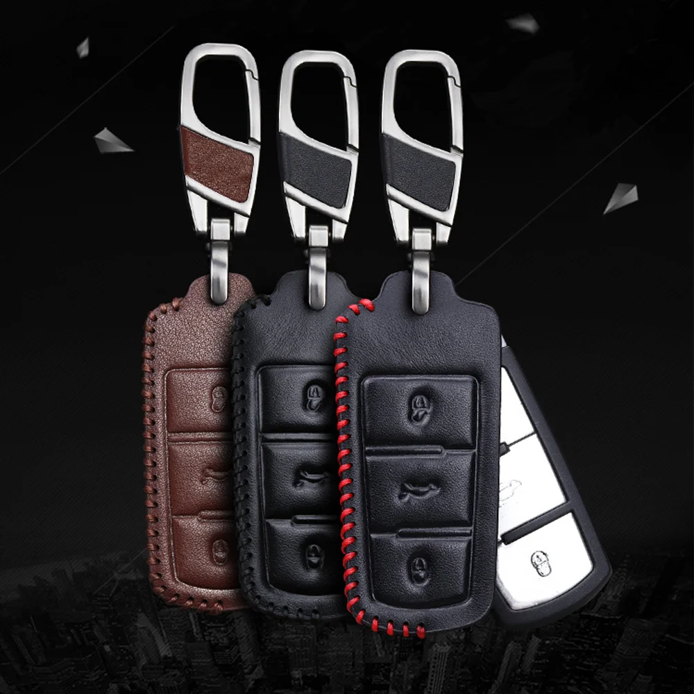 Leather Car Key Cover Case Shell for Volkswagen CC Passat B6 B7 3C CC Magotan R36 B5 B7L Golf 4 7 Polo Tiguan Scirocco 2010-2015