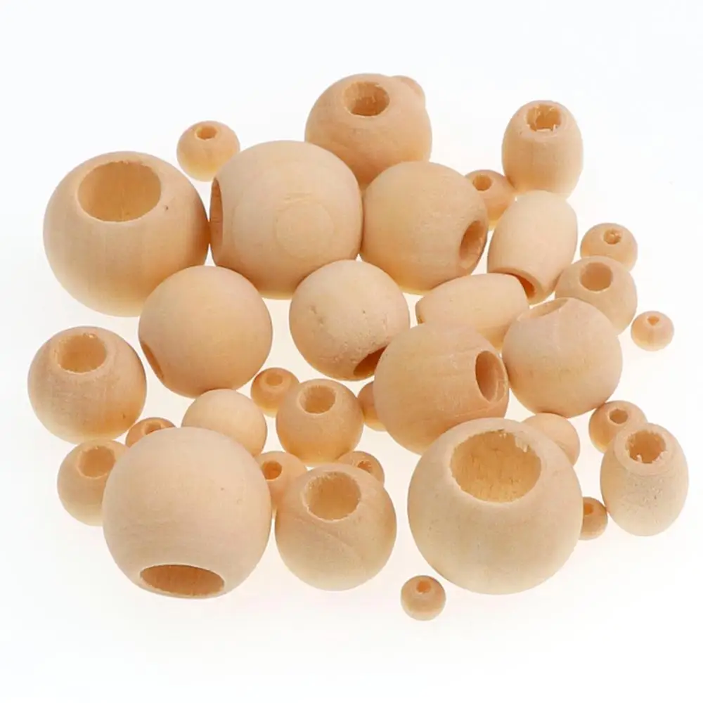 30-500PCS  5-20mm DIY Natural Ball Round Spacer Wooden Beads Lead-Free Wooden Balls Loose Ball Beads Big Hole Supply