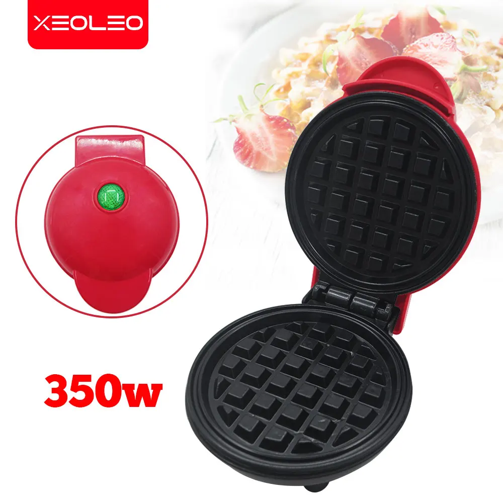 XEOLEO Mini Electric Waffle Maker Cooking Appliances For Kids Breakfast Machine Cake Baking Pot Non-stick Home Portable 350W