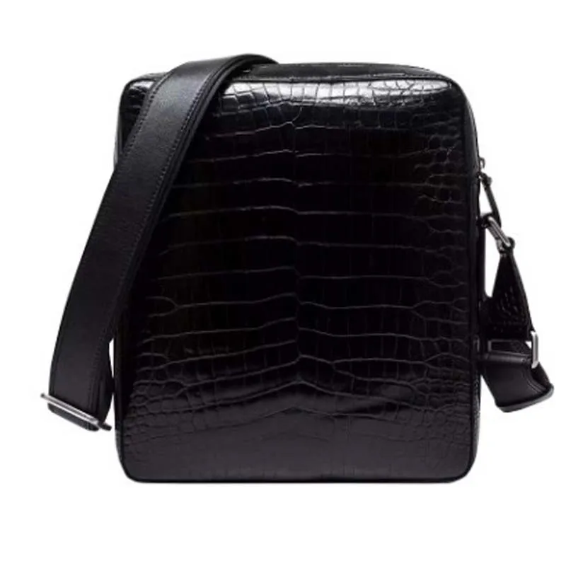 ourui  new  true  crocodile  men bag  crocodile leather  Single shoulder bag  black  Men bag  new arrival