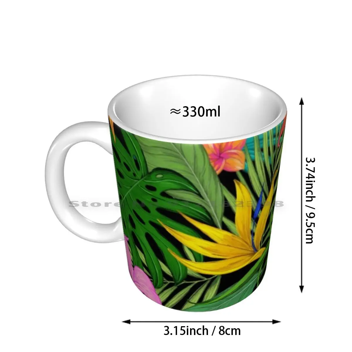 Matching Mask And Shirt Pattern Tropical Plant Ceramic Mugs Coffee Cups Milk Tea Mug Tropical Plant Pattern Texture Repeating