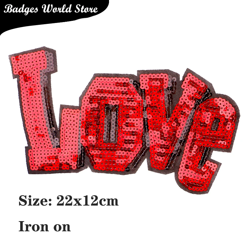 Cartoon Decorative Shiny Love Sequin icon Embroidered Applique Patches For Stickers DIY Iron on Badges on the backpack