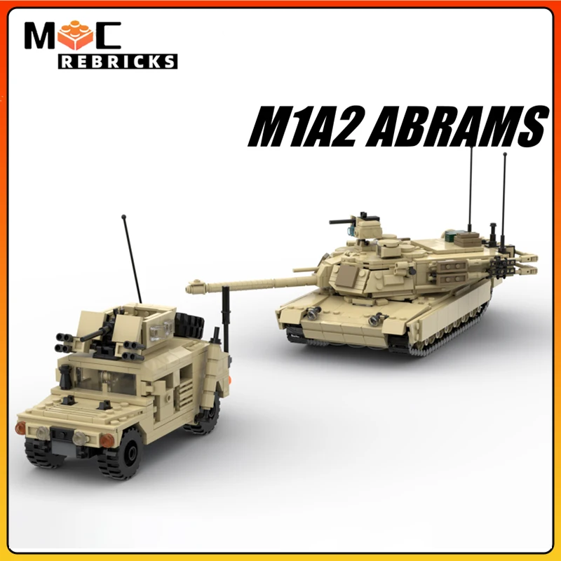 MOC WW2 Military Series M1 Tank Model Building Block Hummer Armored Vehicle M-1151 Army Figure Loadable Soldier Bricks Kids Toys