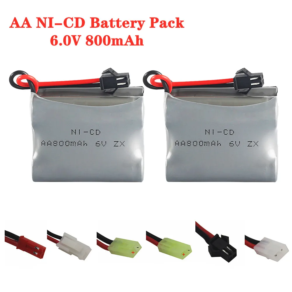 2 Chiếc 6V 800Mah Pin NiCD Cho Rc Đồ Chơi Xe Ô Tô Xe Tăng Robot RC Thuyền HT 2877 3831 Chi Tiết bộ Sạc 6V Pin Gói