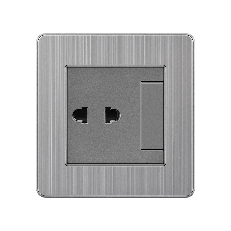 FIKO 86 three color aluminum magnesium alloy panel 10A two pole four pole socket with switch panel