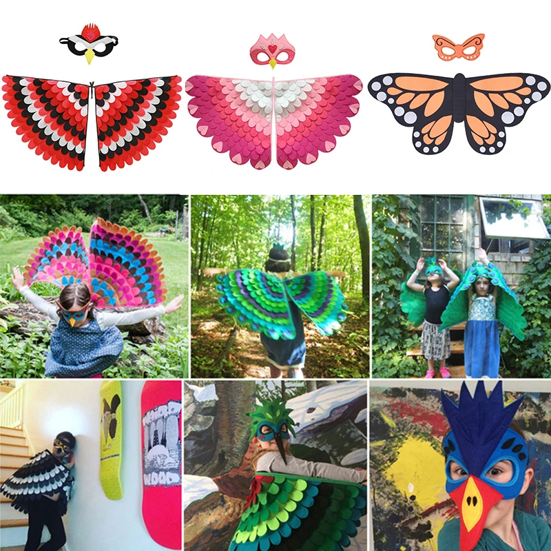 Halloween Felt Decor party Decoration Birthday Party Cosplay Wings Costume Girls Fancy  Fairy Costume Butterfly peacock feather