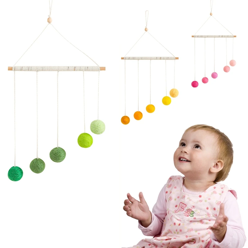 Boule en peluche Montessori pour bébé, pendentif pour nouveau-né, Mobile, jouet sensoriel visuel, couleur éducative, jeu cognitif, cadeau