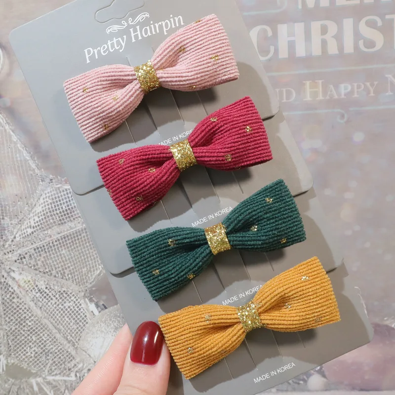 

30pcs Fashion Corduroy Bow Hairpins Glitter Bowknot Hair Clips Barrettes Princess Headwear Boutique Hair Accessories for Girls