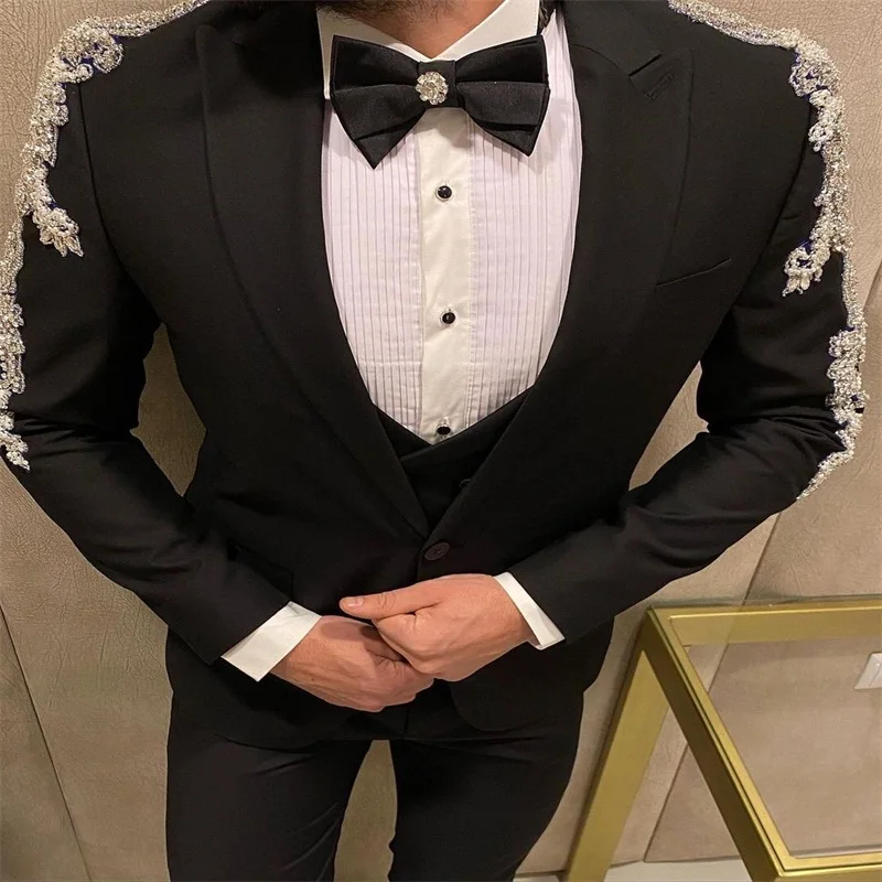 

Claasical Mens Suits Two-Piece Suit Beaded Vintage Business Jacket Belt Custom Wedding Tuxedos New in autumn