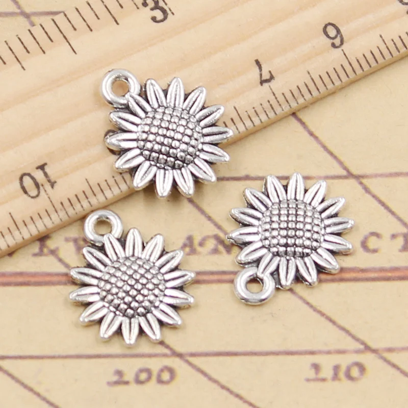 20pcs Charms Sunflower Flower 18x15mm Tibetan Silver Color Pendants Antique Jewelry Making DIY Handmade Craft