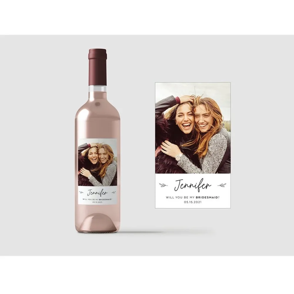 Personalized Photo Birthday Party Wine Label, Customized Wedding Gift Idea, Wine Bottle Stickers, Anniversary Gift for Her