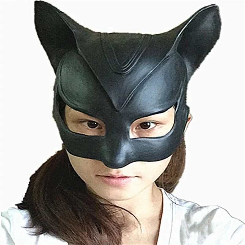 

Sexy Women Face Mask Half face Cat Cosplay Latex sex Mask Halloween Party Mask Masquerade Ball Fancy Masks Punk collar