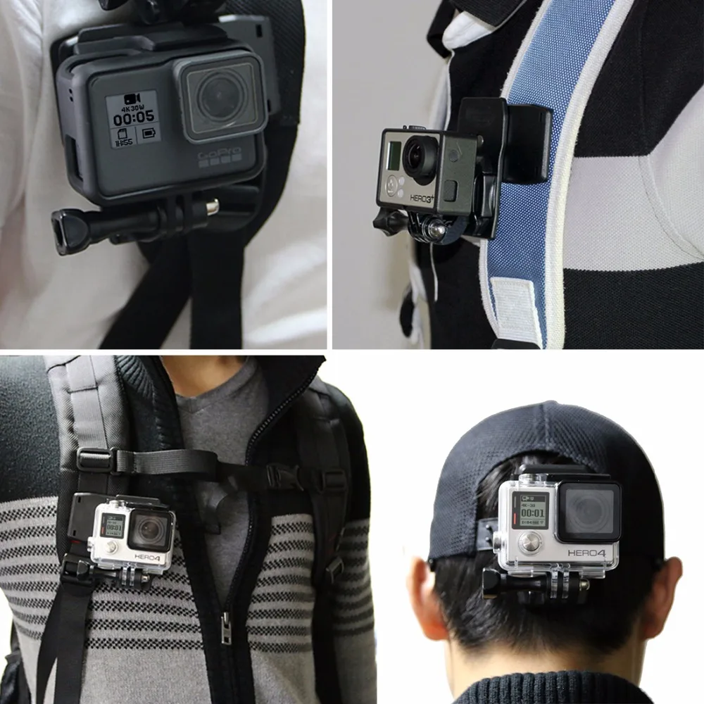 ゴープロアクセサリー360度バックパッククイックリリース帽子クリップ高速クランプマウントdji osmoアクション/移動プロ新ヒーロー/HERO6/5/4