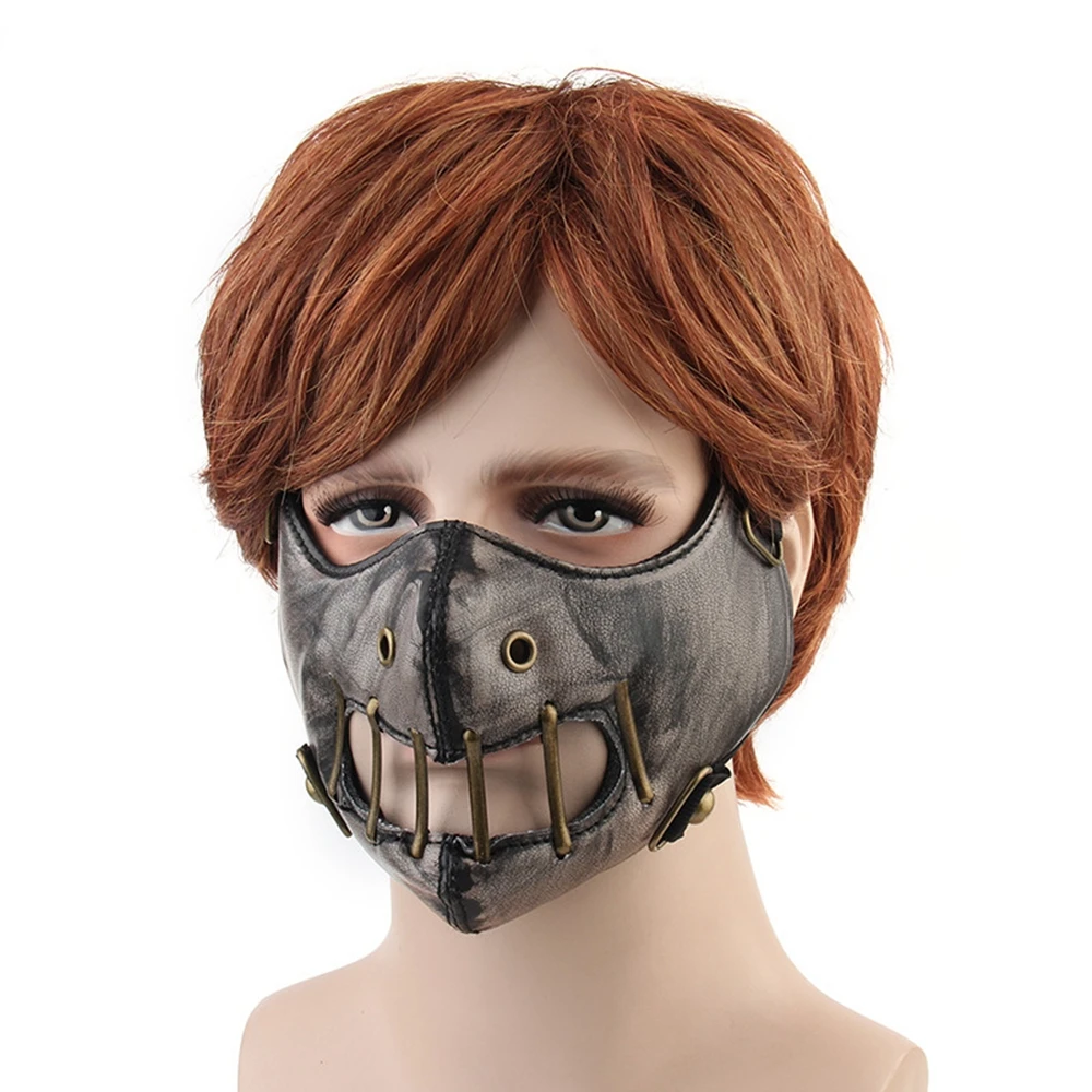 Halloween Fashion Punk Pu Mask Cool Outdoor Locomotive Mask Beast Character Retro Mask Funny Anime Cosplay Rock  Mask