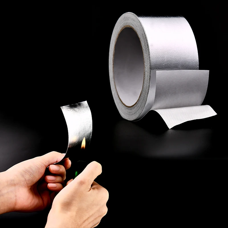 DIY Fireproof Foil Tape 0.15mm Thicken Fiberglass Anti Tearing Self-Adhesive Tape Industry Waterproof Seal Tape Pipe Insulation