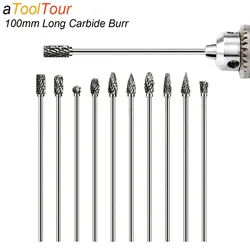 Fraise en Alliage de Carbure, Extra Longue, 100mm, Lime à Râpe à Distance, Meuleuse Caractualisée, Outils Convertifs, Mèches pour Métal Wook