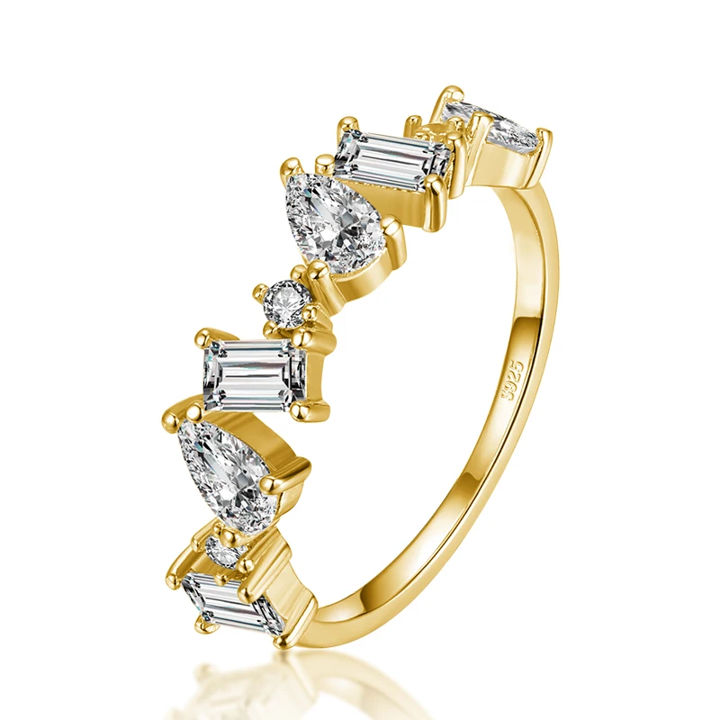 MODIAN Fingerringe aus massivem 925er-Sterlingsilber, funkelnde geometrische klare CZ-Fingerringe für Frauen, luxuriöser Ehering, edler Silberschmuck