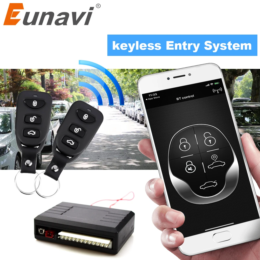 Universal Car Auto Remote Central Control kit Keyless Entry System Bluetooth LED Keychain Central Door Lock Locking Vehicle