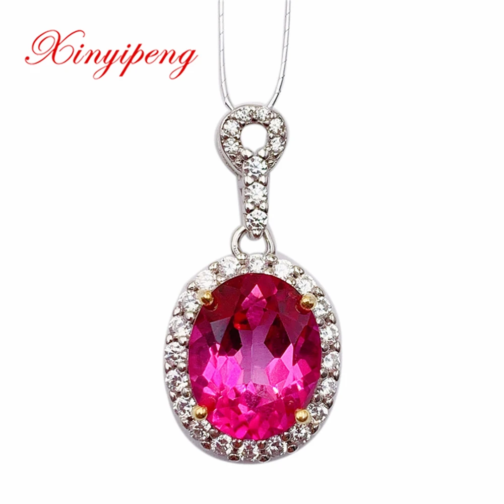 

Xin Yipeng Gem Jewelry Real S925 Sterling Silver Inlaid Pink Topaz Pendant Fine Engagement Wedding Gift For Women Free Shipping