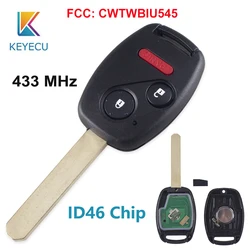 KEYECU Do Honda Pilot 2005 2006 2007 2008 ID46 Chip Zdalny kluczyk samochodowy 433Mhz 3 2+1 Przyciski FCC: CWTWBIU545