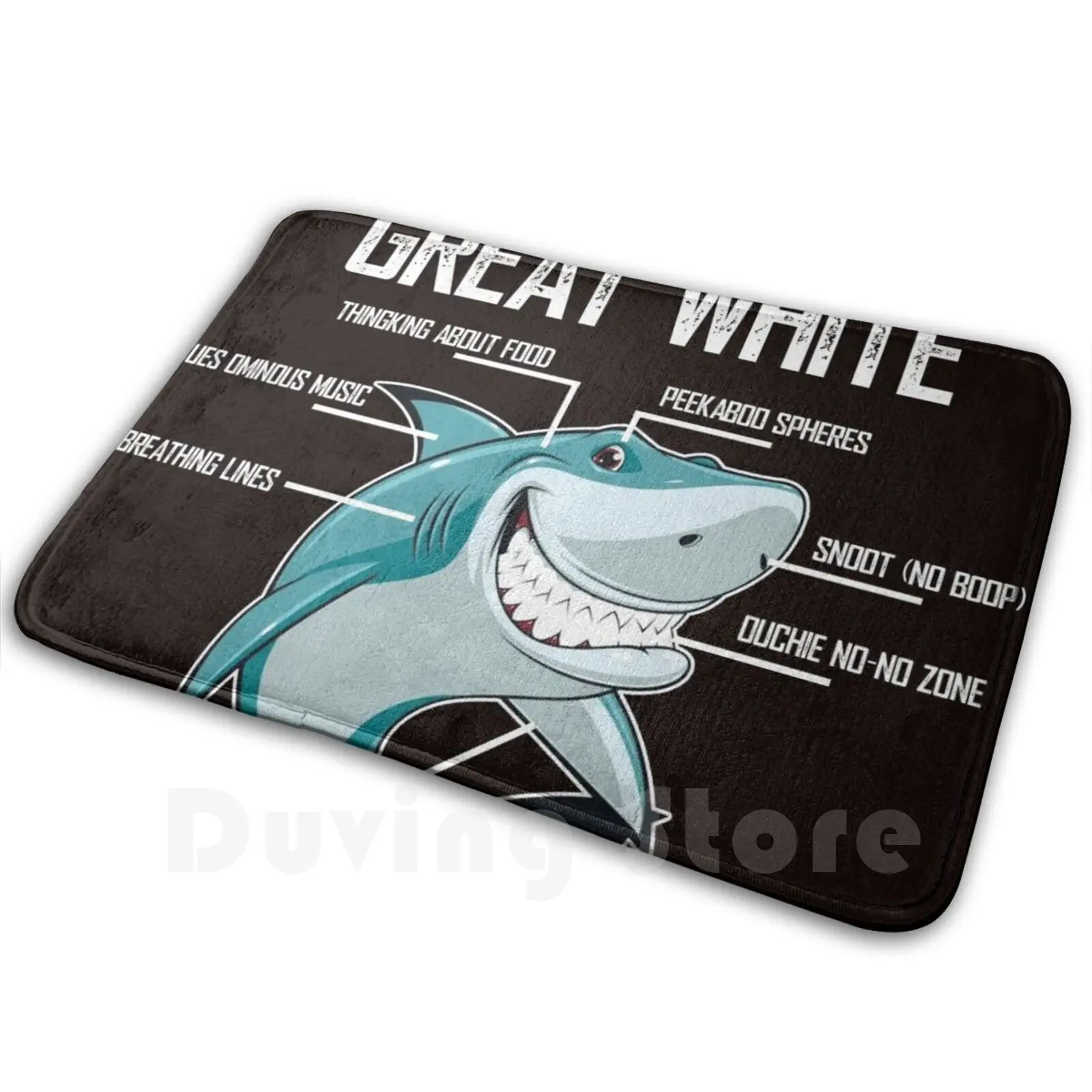 Anatomy Of A Great White Shark Carpet Mat Rug Cushion Soft Anatomy Of A Great White Shark