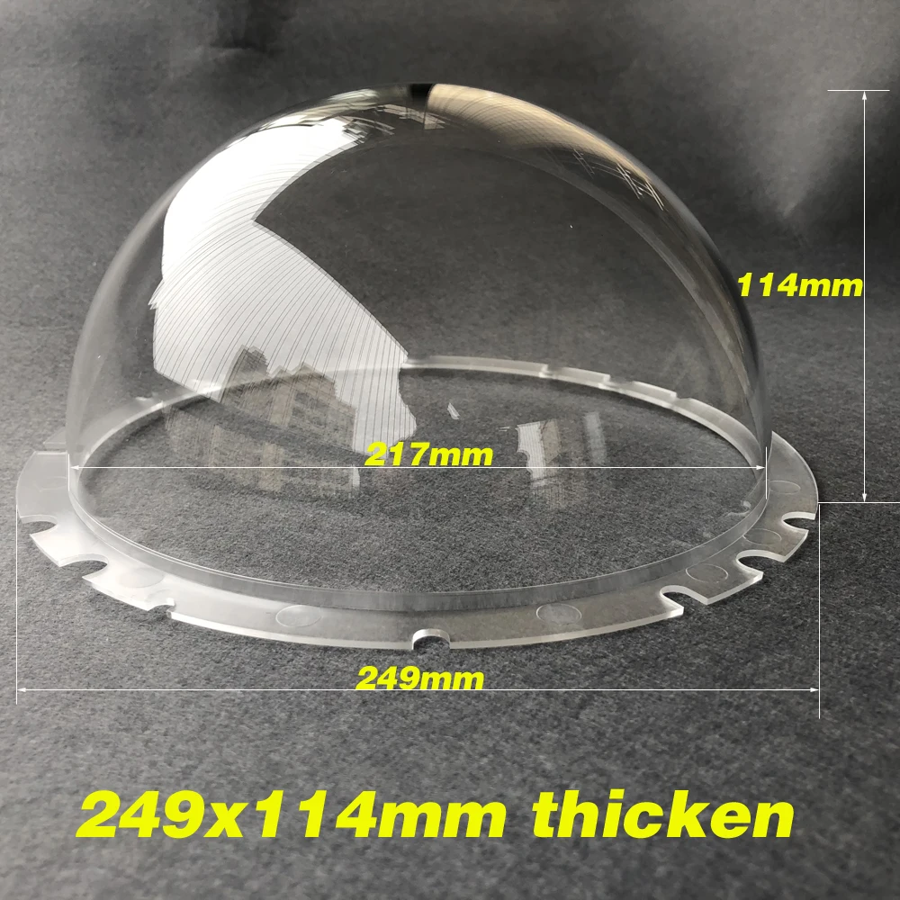 9 Inch Thickening HD Acrylic Plastic Crystal Clear Dome Cover Security Camera Cover Hemisphere Camera Glass Top Cover 249x114mm