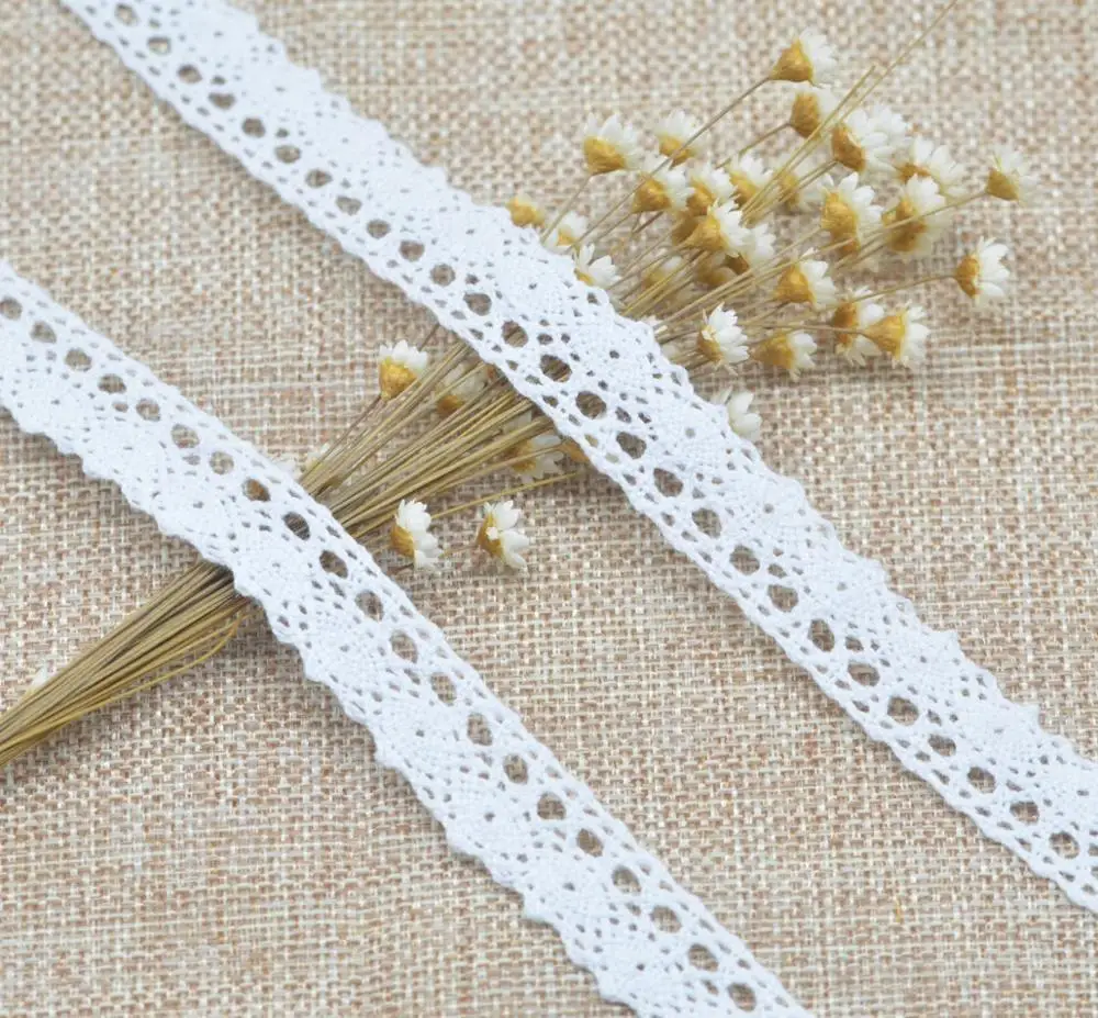Garniture de dentelle en coton blanc de haute qualité, 5Yards(4.6m), matériel artisanal, tissu à coudre, accessoires de décoration, cadeau Pac