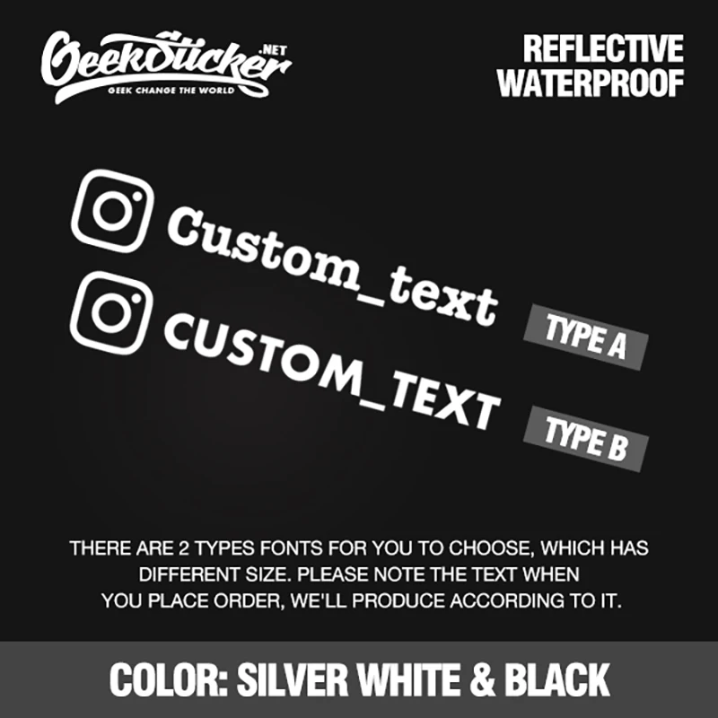 Customized Personalized Die Cut Instagram User Name Waterproof Reflective Car and Motorcycle Decals Bumper Ins Sticker
