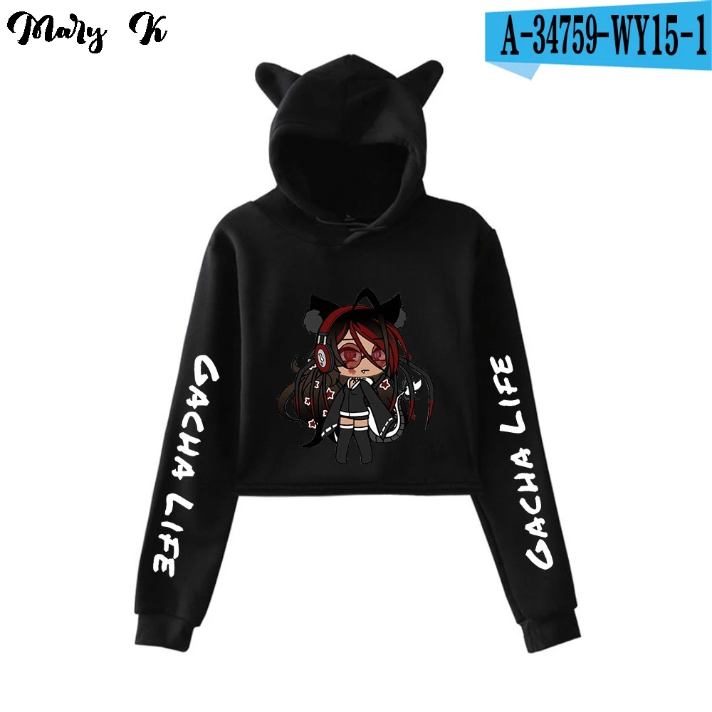 

Gacha Life Crop women Hoodie cute Sweatshirts Womens Cat Pullover Girl Kawaii Harajuku Tracksuit Oversized hoodie ladies clothes