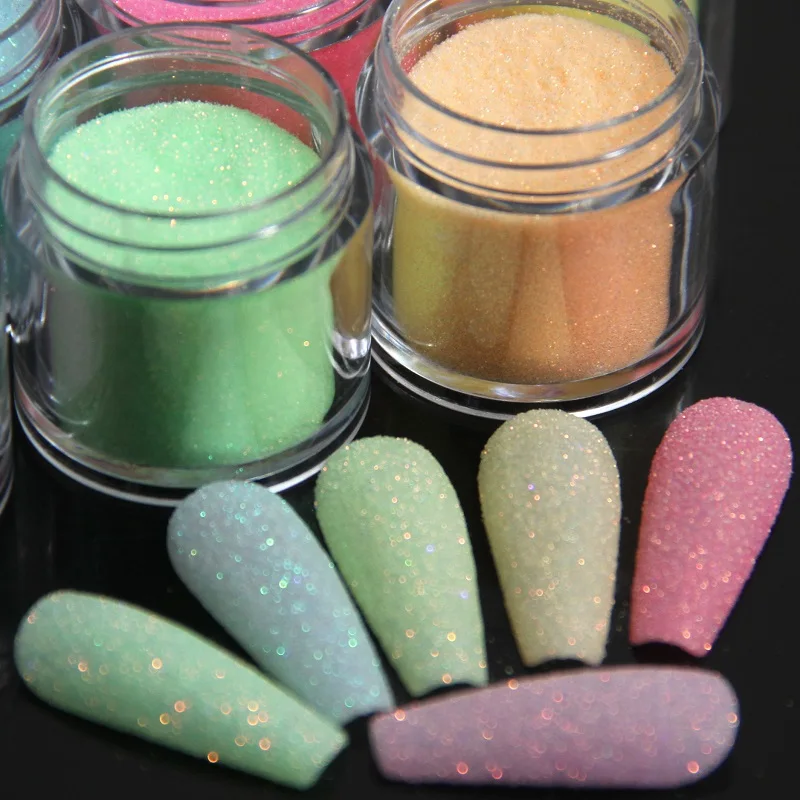Im Angebot: 3,5 g schillernder Zucker-Nagelglitzer, buntes Candy-Coat-Pulverpigment für die Maniküre, glänzender Zucker-Effekt-Staub, Nageldekorationen – Detail 3
