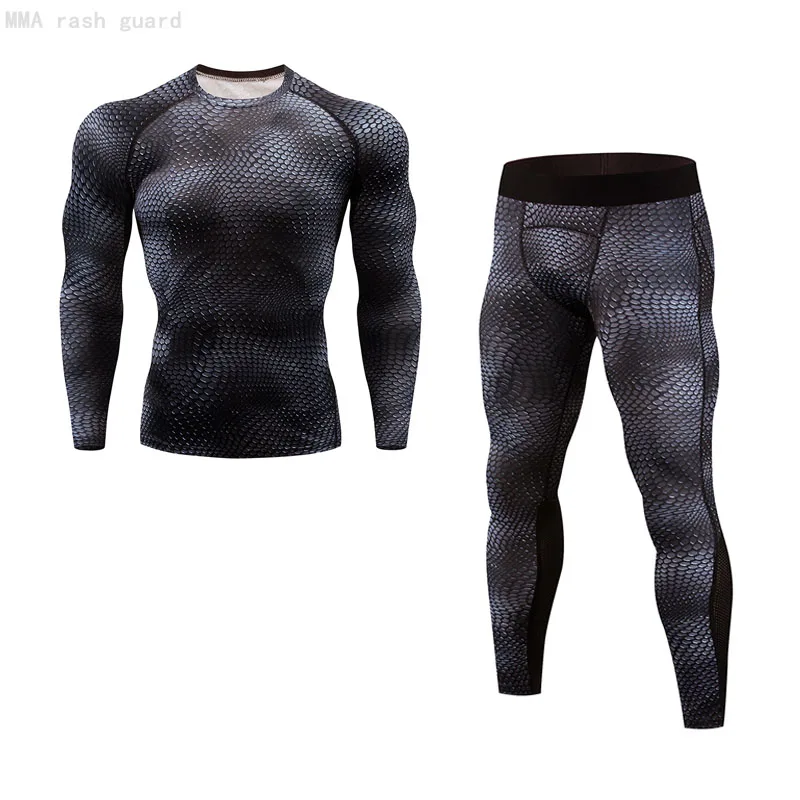 Men's Brand Long Underwear Set 3D Skull Thermal underwear underpants Compression men's full suit tracksuit warm base layer 4xl