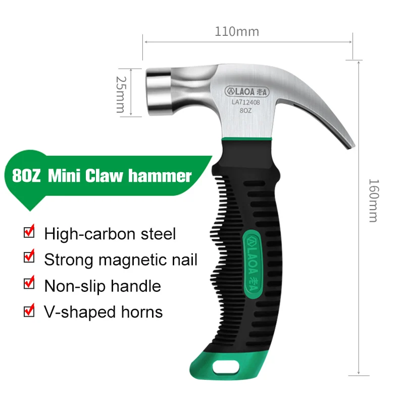 LAOA Mini Claw Hammer 8OZ Nail Hammer Tool Steel Woodworking Striking and Electronic Tools