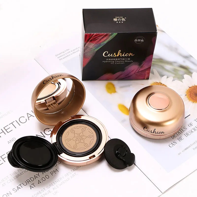 Cushion CC Cream Concealer Refreshing Breathable Moisturizing Waterproof Sweat-Proof Beauty Sodium Hyaluronate Face Makeup 20g