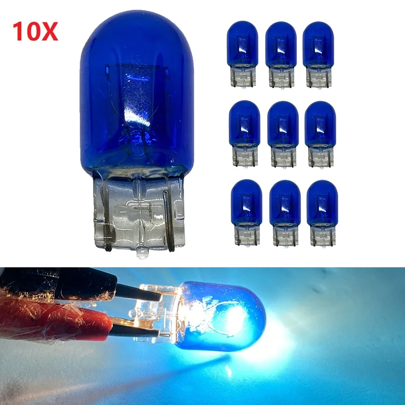 10Pcs 7440 W21W 582 T20 1881 12V 21W Xenon HID Blue Glass Wedges Car Bulb External Lights Halogen Lamp Lights Automotive