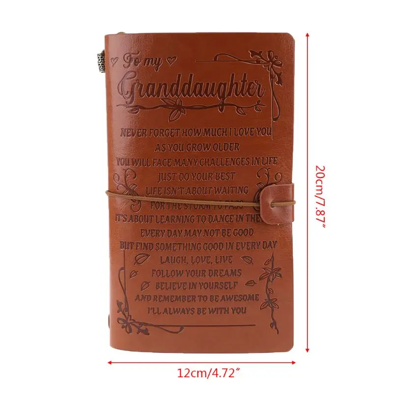 2023 New Vintage Engraved Faux Leather Journal Notebook Diary to Grandson Granddaughter