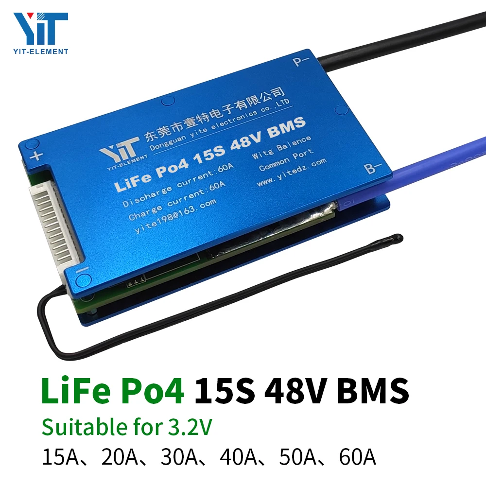 15S 48Vแบตเตอรี่ลิเธียม 3.2Vป้องกันอุณหภูมิEqualizationฟังก์ชั่นOvercurrentป้องกันBMS PCB