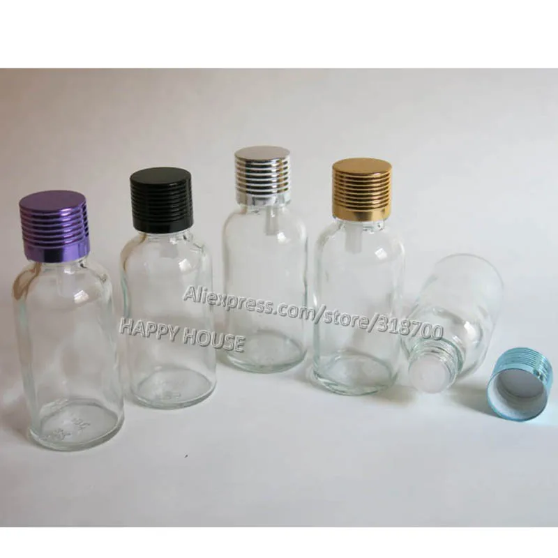 360pcs/lot 30ml Clear Glass Essential Oil Bottle With Aluminum Lids and Insert, 1oz Transparent Glass Container