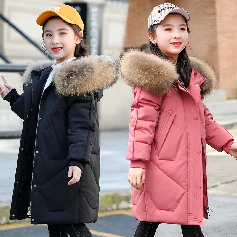 Winter Jacket for Girls Children\'s Clothing Outerwear Overalls Girls 4-13 Years Warm Clothes Kids Fur Coat Teenage Cotton Parka