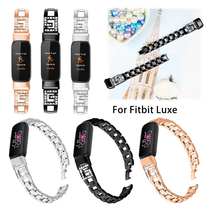 Stainless Steel Strap For Fitbit Luxe Bracelet Correa G-shape Diamond Women Smart Wristband band For Fitbit luxe Special Edition