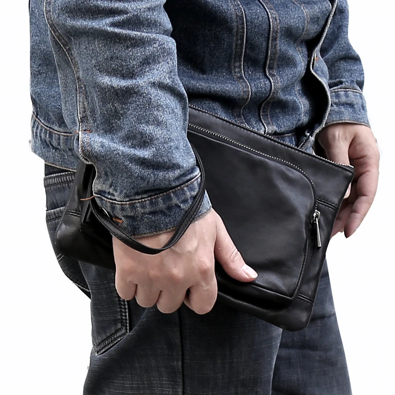 クラッチバッグ男性本革高級手作りトップエンドリストレッツバッグ牛革男性ビジネスipad携帯電話封筒パック