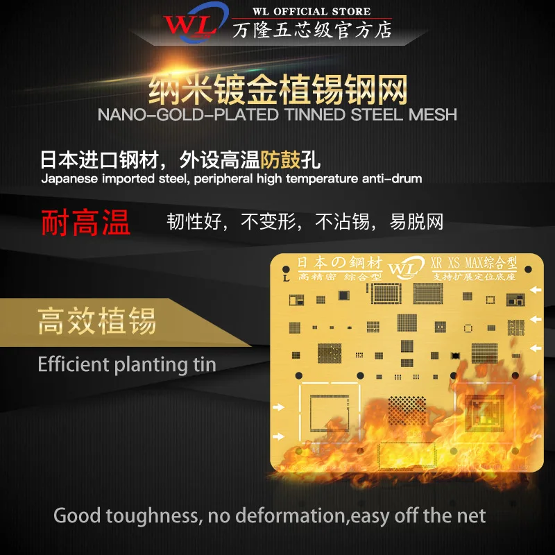 BGA Reballing Stencil for iphone XSMAX XR X 8P 7P 6S 5C 5S IC chip Hard Disk NAND Repair Solder Template Tin Plant Steel Net