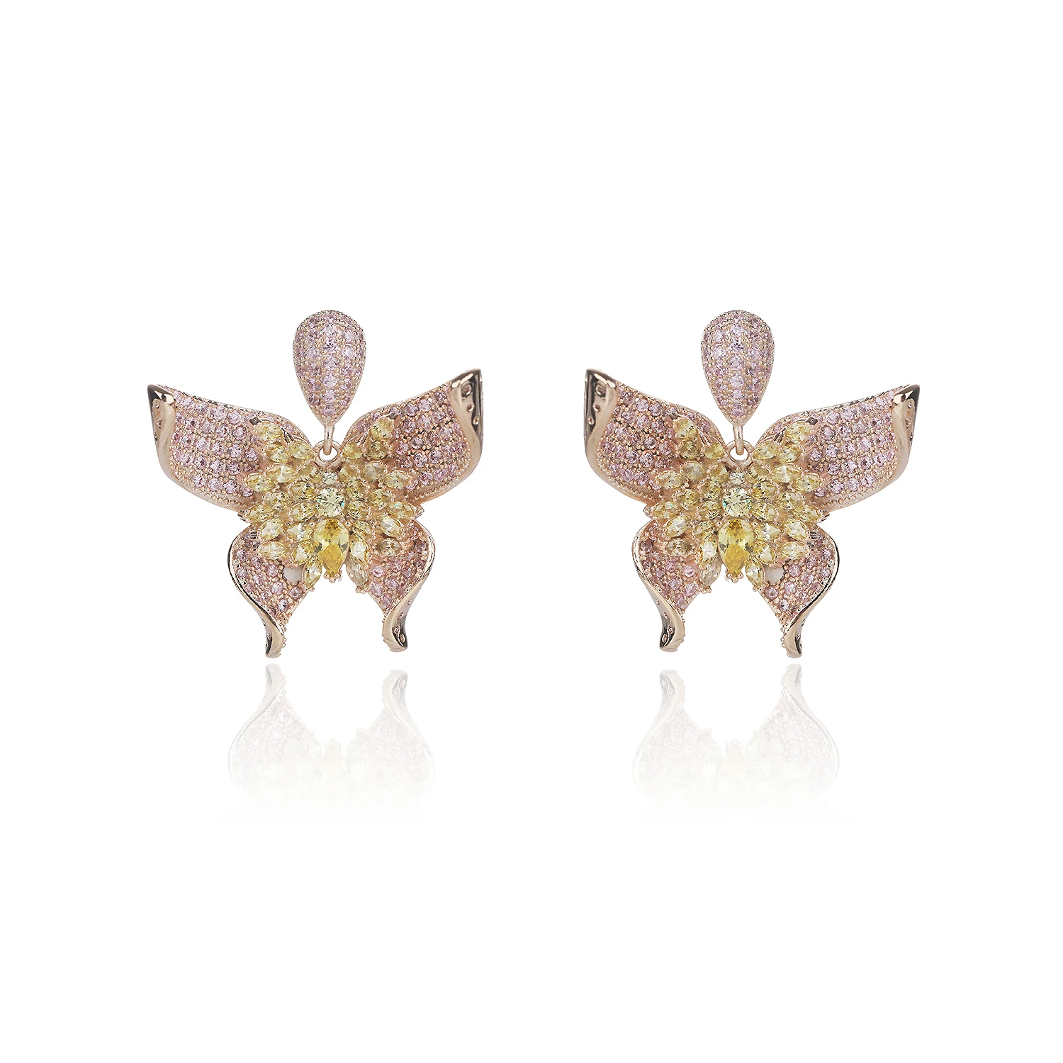 

Cubic Zircon CZ Crystals Butterfly Earrings Birthday Party Wedding Gift Fine New Jewelry CE11519