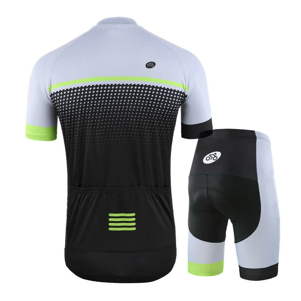 Best Seller Summer Short Sleeve Cycling Suit Men\'s Top and Bottom Bib Shorts Kit  Bike Jersey Set Cycling Clothing With Pocket