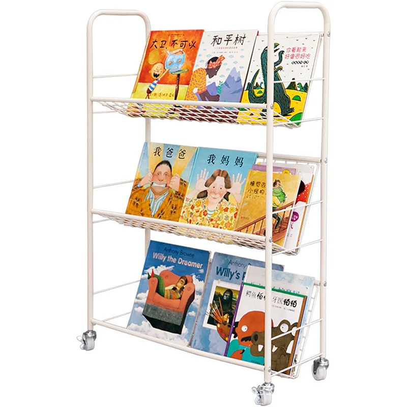 Children\'s Book Rack Stacking Floor Student Simple Bookcase Bookcase Study Room Mobile Large Capacity Bookcase Storage Shelf